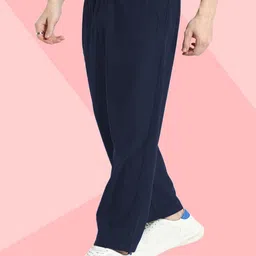 foxter Men Solid Blue Track Pants image 2