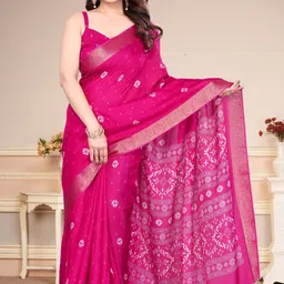 billorani Printed Bandhani Silk Blend Saree image 4