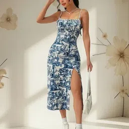 thecozynest Women Bodycon Blue Ankle Length Dress-picture-24