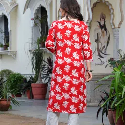 koito Women Embroidered Pure Cotton Straight Kurta image 2