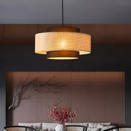 habereindia Drum Handmade Bamboo Pendant Hanging Light (Brown) image 1