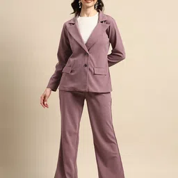 woowzerz Women COAT CO-ORD Solid Suit-picture-41
