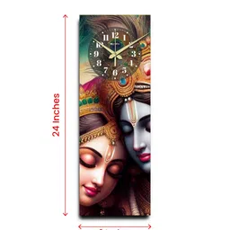 olive tree Multicolour Rectangle 24 Inches Wooden Wall Clock (Radha Krishna) image 3