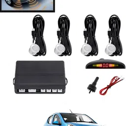 maties 4Pcs White Reverse Parking Sound Warning sensor for car Protection-24 Car Reverse Parking White 4 Sensor With LED Display/Buzzer -24 Parking Sensor-picture-28