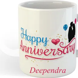 uniarawalas Happy Anniversary Deependra Name Ceramic Coffee Mug image 2