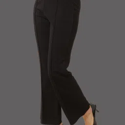 fithub Women Regular Fit Black Cotton Blend Trousers image 4