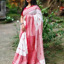 ramkrishna creation Woven Handloom Pure Cotton Saree image 2