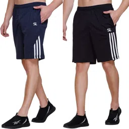 basis Pack of 2 Solid, Striped Men Multicolor Regular Shorts-picture-22