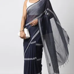 anu indian fashion Woven Handloom Cotton Blend Saree-picture-23