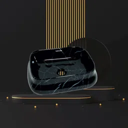 simplora Glossy Black Obsidian Square Glossy Black Obsidian Square Table Top Basin-picture-27
