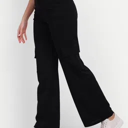 broadstar Women Loose Fit Black Lycra Blend Trousers-picture-14