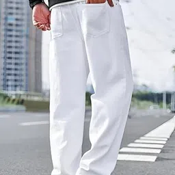 royce denim co. Men Loose Fit Mid Rise White Jeans image 3