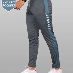lysoric Men Striped Grey, Blue, White Track Pants image 4