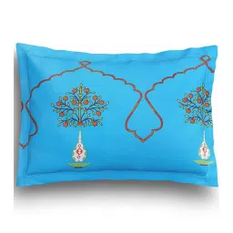 sej by nisha gupta Orange Floral 220 TC Cotton King Sized Bed Sheets with 2 Pillow Covers image 3