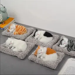 musaji Cute Sleeping Cat Plush Toy with Meow Sound, Kids Gift & Car Dashboard Accessory - 5.7 cm image 4