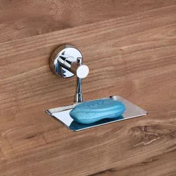 gloxy Single Soap Dish Holder for Bathroom | Wall Mount Stainless Steel Soap Stand 5 inch 1 Bar Towel Rod image 2