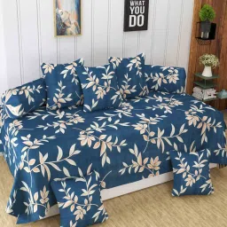 yaakholic Aqua 144 TC Cotton Blend 8 Pcs Diwan Set image 1