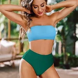 fast cry Crzygx Embroidered Women Bikini Green Swimsuit image 4