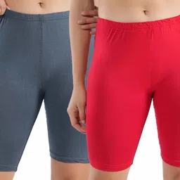 jasora Pack of 2 Solid Women Multicolor Cycling Shorts-picture-23