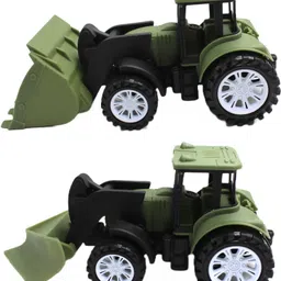 neoinsta shopping Friction powered set of 2 combo bulldozer Green color road leveller Green toy-picture-15