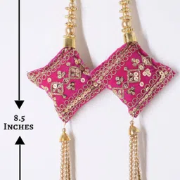 Ethnic at ease Handmade Velvet Hanging Tassel latkan for heavy lehenga and long bridal Brooch image 3