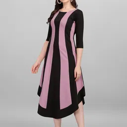 purvaja Women High Low Multicolor Midi/Calf Length Dress image 3