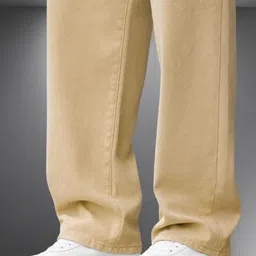 markview Men Loose Fit Mid Rise Beige Jeans image 4