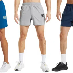 running machine Solid Men Dark Blue, Blue, Grey Basic Shorts, Baggy Shorts, Beach Shorts, Gym Shorts, Regular Shorts-picture-19