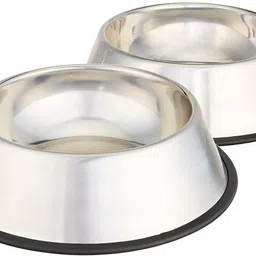 Paaltu Round Steel Pet Bowl (900 mlx2 Silver) Round Shape Bowl Steel Pet Bowl-picture-14
