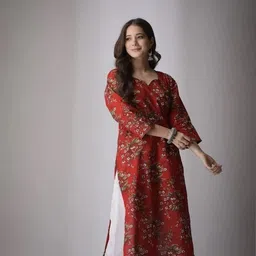 jaipur fashion Women Printed Viscose Rayon Straight Kurta image 4