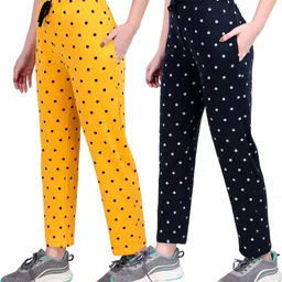 fashionhousets Pack of 2 Women Polka Print Multicolor Track Pants-picture-17