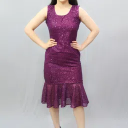 crazevilla Women Drop Waist Purple Below Knee Dress image 5