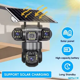 Okxmz Solar SIM Camera 360° Pan-Tilt, Triple-Lens 12MP and Two-Way Audio Security Camera image 4