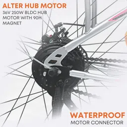 alter 26" 002S-FLY MODEL ELECTRIC CYCLE,95% PRE-ASSEMBLED WITH CHARGER (Grey & Orange) 26 inches Single Speed Lithium-ion (Li-ion) Electric Cycle image 4