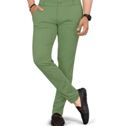 shreyannk Men Slim Fit Green Lycra Blend Trousers image 5