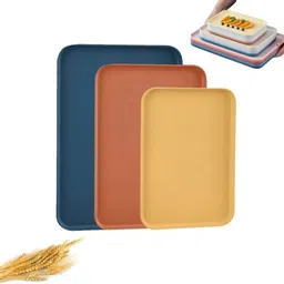 sugaalsu Wheat Straw Colorful Fast Food Serving Trays, Rectangular Serving Cafeteria_Ne Tray-picture-33