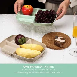 sugaalsu 3-Compartment Rectangular Serving Dishes – Dishwasher Safe Tableware for Dinne Sectioned Plate image 3