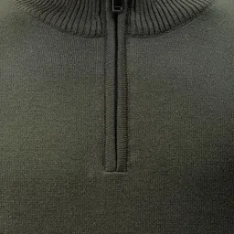 the indian garage co. Men Solid High Neck Green Sweater image 3