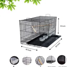 hara enterprises 2 Ft partition Black Bird Cage for Budgies, Finches, Lovebirds & Free Toys Bird Cage image 4