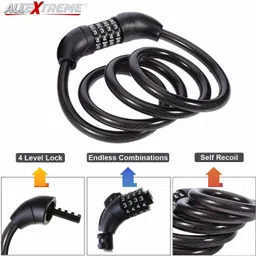 allextreme Cast Iron, Plastic Cable Lock For Helmet image 5
