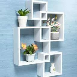 woodenxdecor Floating Shelves Intersecting Wall Mounted Wooden Wall Shelf-picture-21