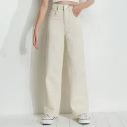 blessica Women Regular High Rise Beige Jeans image 1