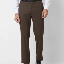 park avenue Men Slim Fit Brown Polyester Trousers-picture-19