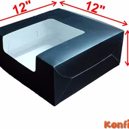 konfiz Cake Box Paper for 3 pound Cake-Black 12x12x5 inch size-(10 box pack) Packaging Box image 2