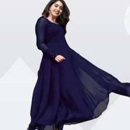 nitya fashion Printed Georgette Stitched Flared/A-line Gown image 2