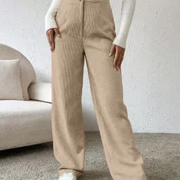 rajovati Women Relaxed Cream Polyester Trousers-picture-19