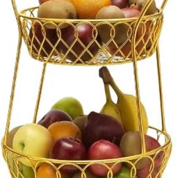 namra 2-Tier Fruit Basket Stand – Decorative Countertop Organizer for Kitchen & Dining Stainless Steel Fruit & Vegetable Basket-picture-24