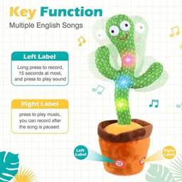 tenmar Talking Cactus Baby Toy & Lighting, Recording Adjustable Volume Singing Cactus-picture-32