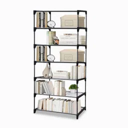philoshop 7 Tier Metal Book Shelf Tall Narrow Storage Rack for Kids and Adults Modern Bookshelf Unit for Nursery, School, Home, and Office, Floor Mount Open image 4