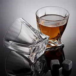 (Pack of 2) ot Fancy Whisky Glass, Wine, Water and Juice Tumbler Glass Set Beverage Drinking Glass Set Whisky Glass-image-4